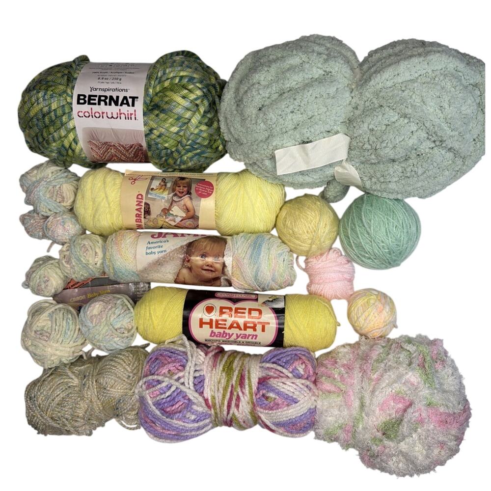 Yarn Mixed Lot Crochet Knit Pastel Baby Homemade Homespun Soft Bundle 2# 6 oz